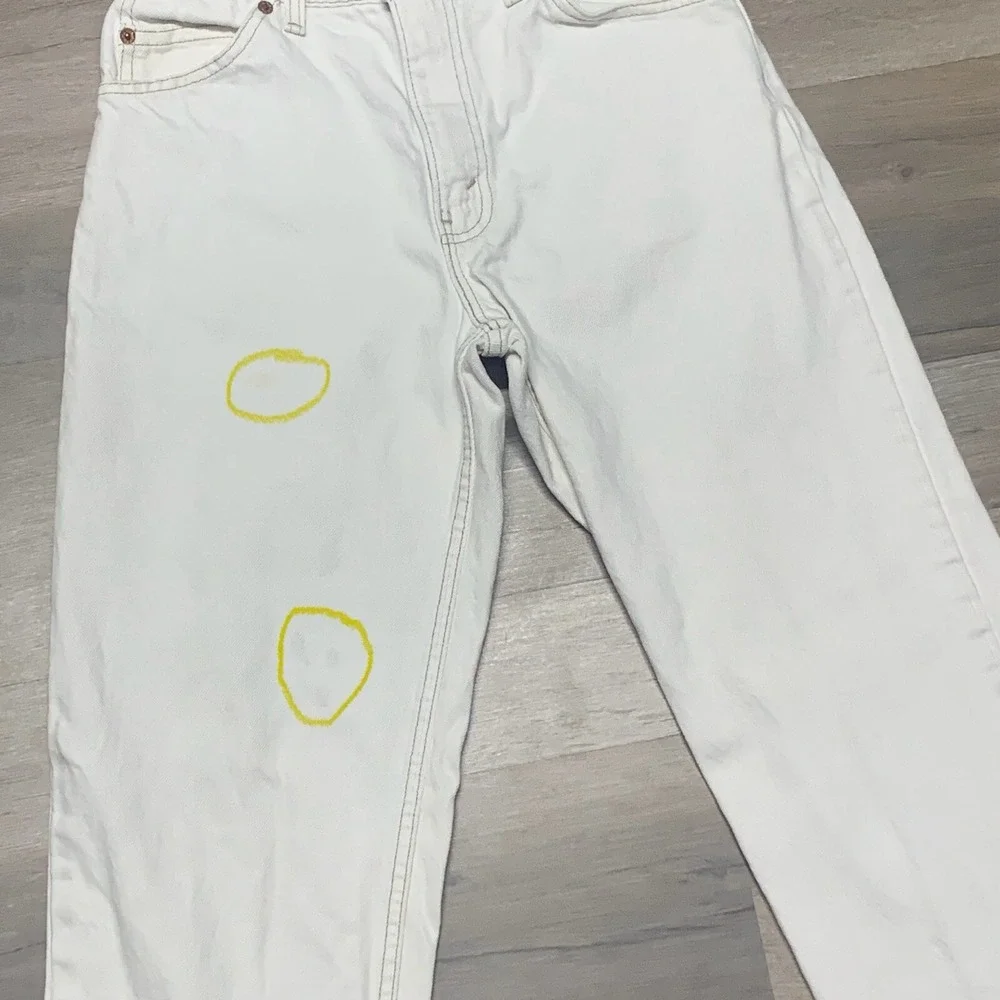 Vtg 90s Levis 550Tapered Leg Orange Tab White Denim Jeans ACTUAL 28x32